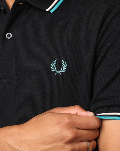 Fred Perry Twin Tipped Polo Shirt Black/Silky Peach/Deep Mint