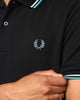 Fred Perry Twin Tipped Polo Shirt Black/Silky Peach/Deep Mint