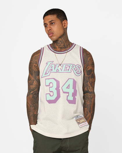 Mitchell & Ness Los Angeles Lakers Shaquille O'Neal Pastel Swingman Jersey Off White