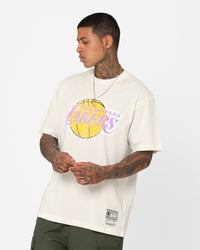 Mitchell & Ness Los Angeles Lakers Oversized Logo T-Shirt Vintage White