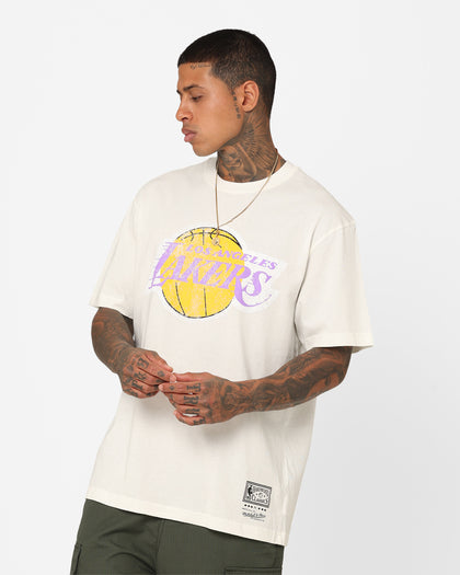 Mitchell & Ness Los Angeles Lakers Oversized Logo T-Shirt Vintage White