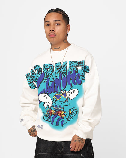 Mitchell & Ness Charlotte Hornets Suns Out Crewneck Vintage White
