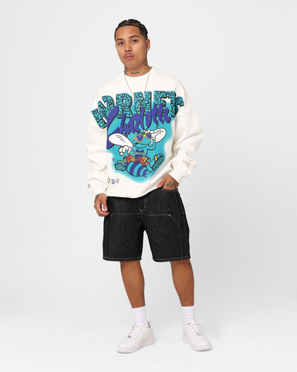Mitchell & Ness Charlotte Hornets Suns Out Crewneck Vintage White