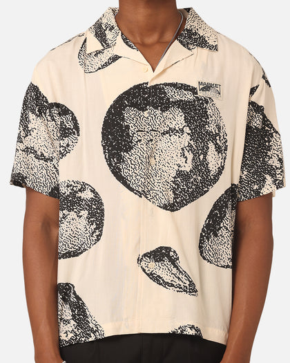 Market Bitmap Short Sleeve Button Up Shirt Ecru