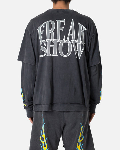 MNML Flame Double Layer Long Sleeve T-Shirt Black