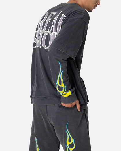 MNML Flame Double Layer Long Sleeve T-Shirt Black