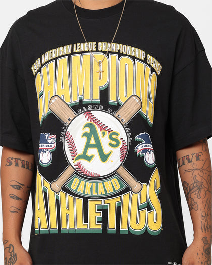 Majestic Athletic Oakland Athletics League Champs Boxy Oversized T-Shirt Faded Black