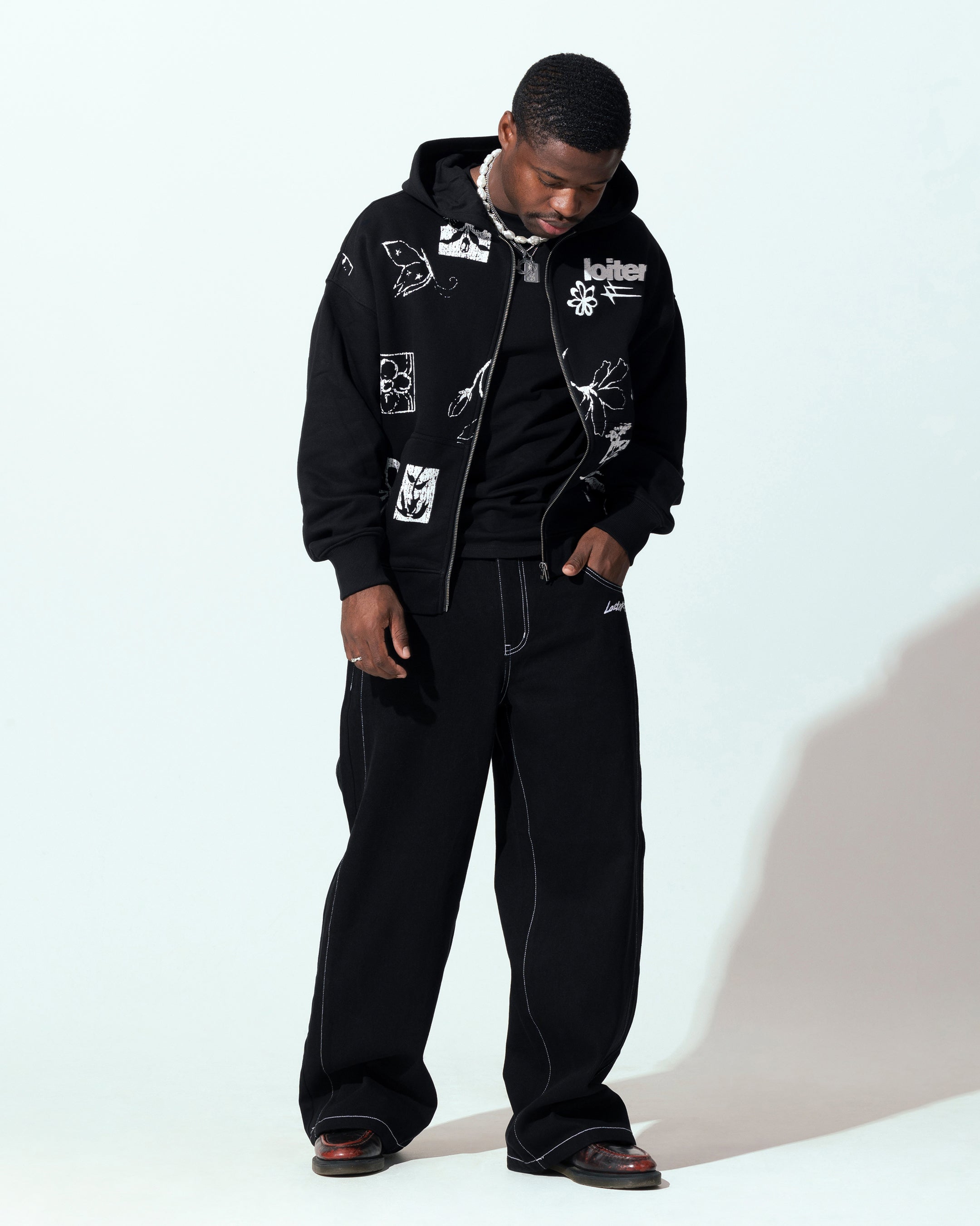 Loiter Flower Bed Zip Hoodie Black | Culture Kings US