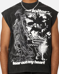 Loiter Soulless Oversized Muscle T-Shirt Vintage Black