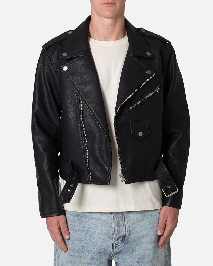 MNML Leather Moto Jacket Black | Culture Kings US