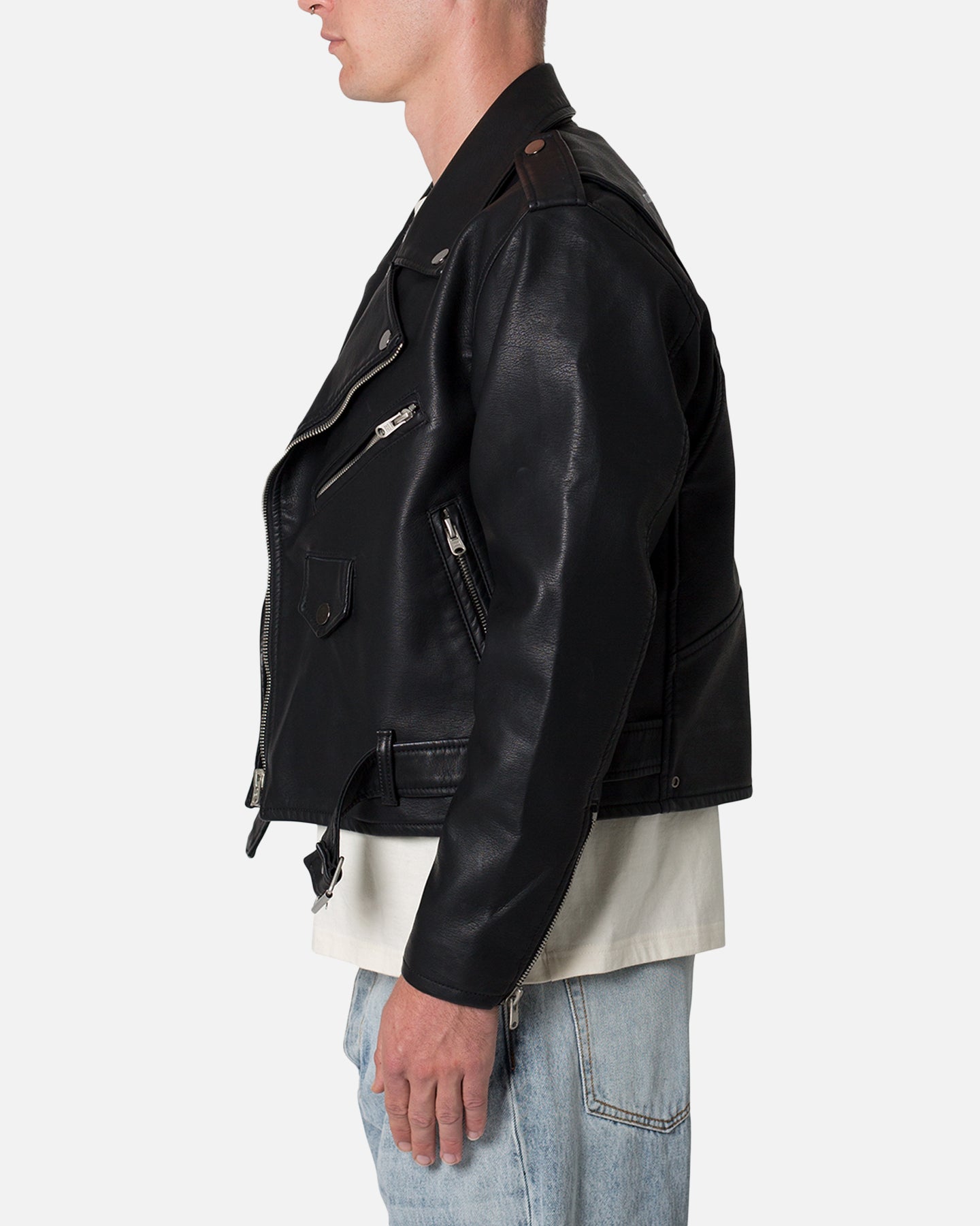 MNML Leather Moto Jacket Black | Culture Kings US