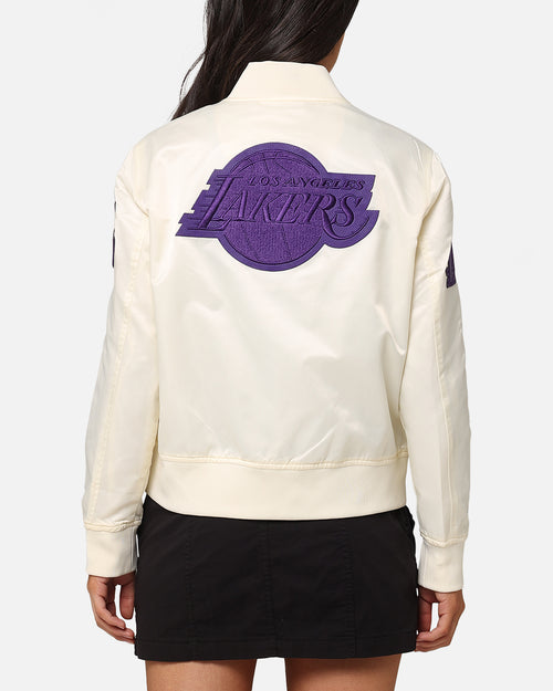 Pro Standard Women's Los Angeles Lakers Triple Tonal Satin Jacket Eggshell