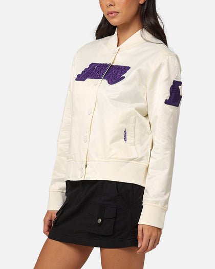 Pro Standard Women's Los Angeles Lakers Triple Tonal Satin Jacket Eggshell