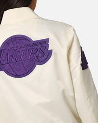 Pro Standard Women's Los Angeles Lakers Triple Tonal Satin Jacket Eggshell