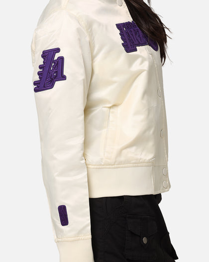 Pro Standard Women's Los Angeles Lakers Triple Tonal Satin Jacket Eggshell