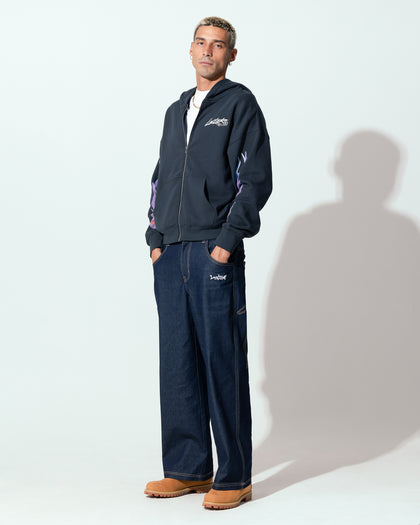 Loiter Motor Zip Hoodie Charcoal