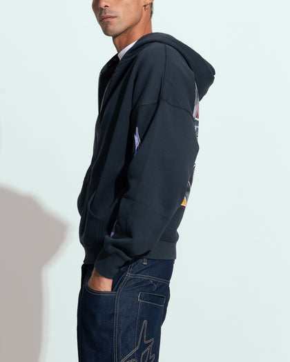 Loiter Motor Zip Hoodie Charcoal