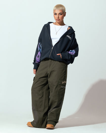 Loiter Motor Zip Hoodie Charcoal