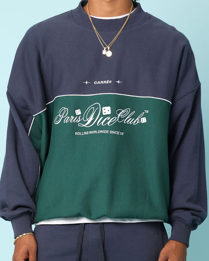 Carré Paris Dice Club Oversized Panel Crewneck Forest Green/Midnight