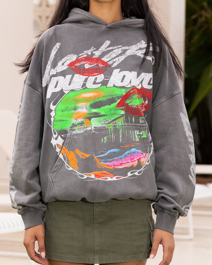 Loiter Pure Love Vintage Hoodie Charcoal