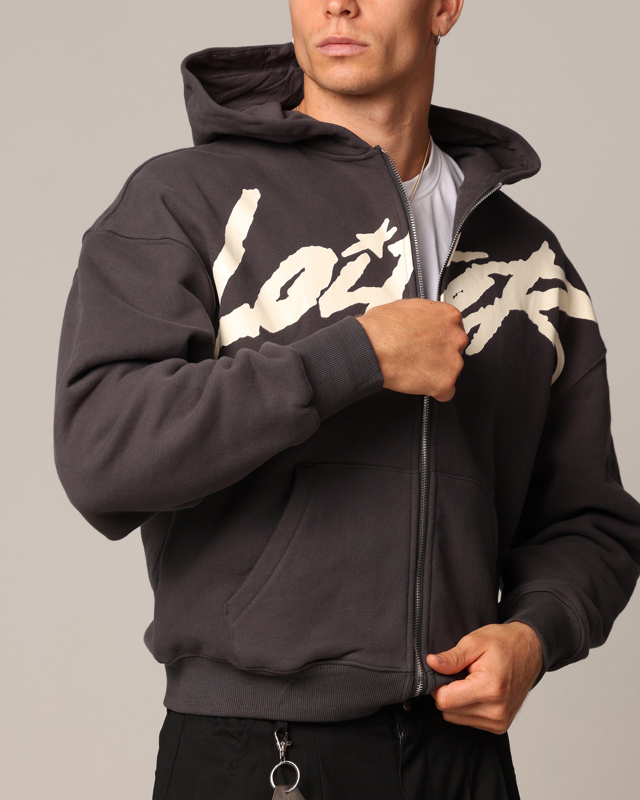 Loiter Spider Zip Hoodie Charcoal | Culture Kings US