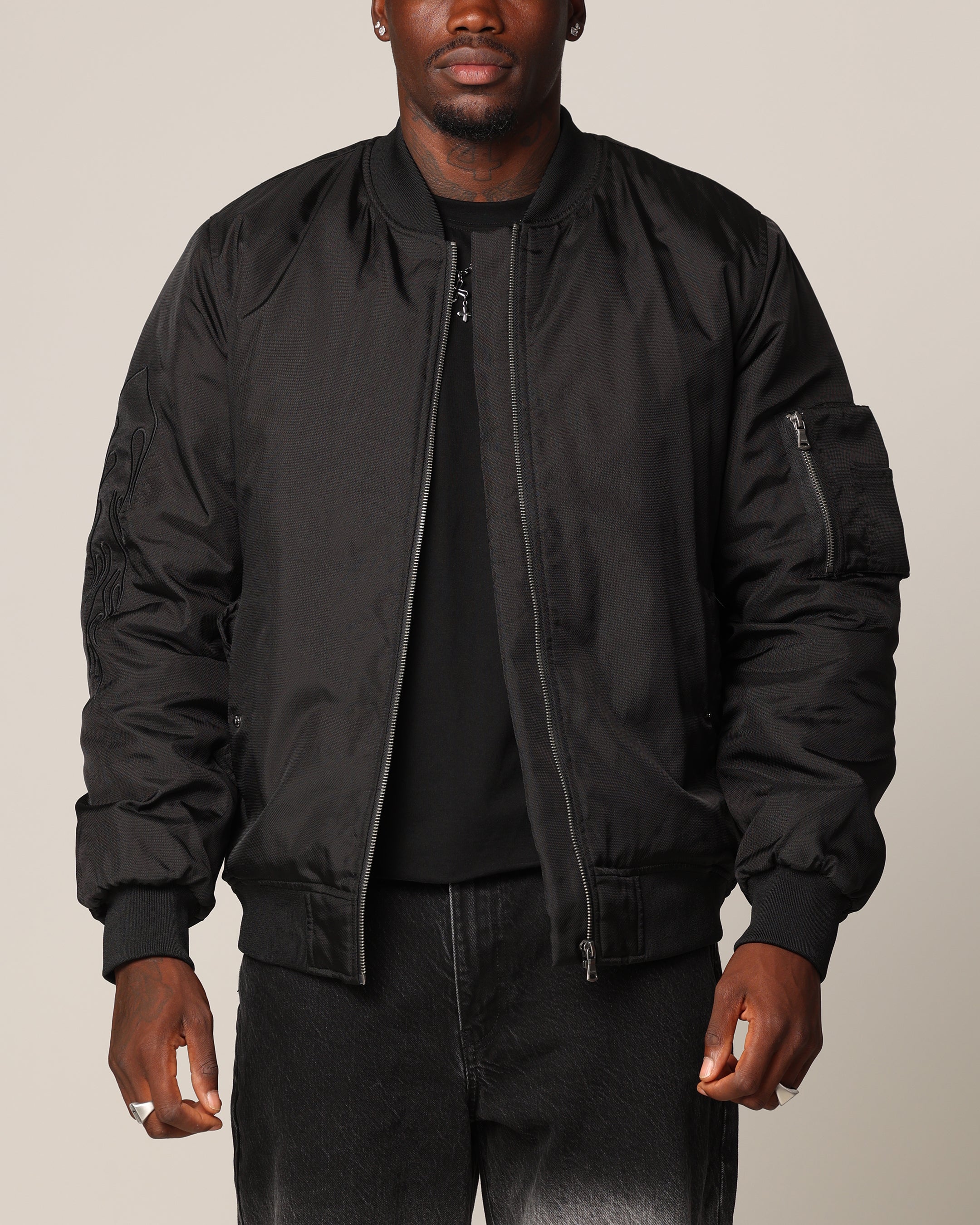 Saint Morta Hellfire Bomber Jacket Black | Culture Kings US