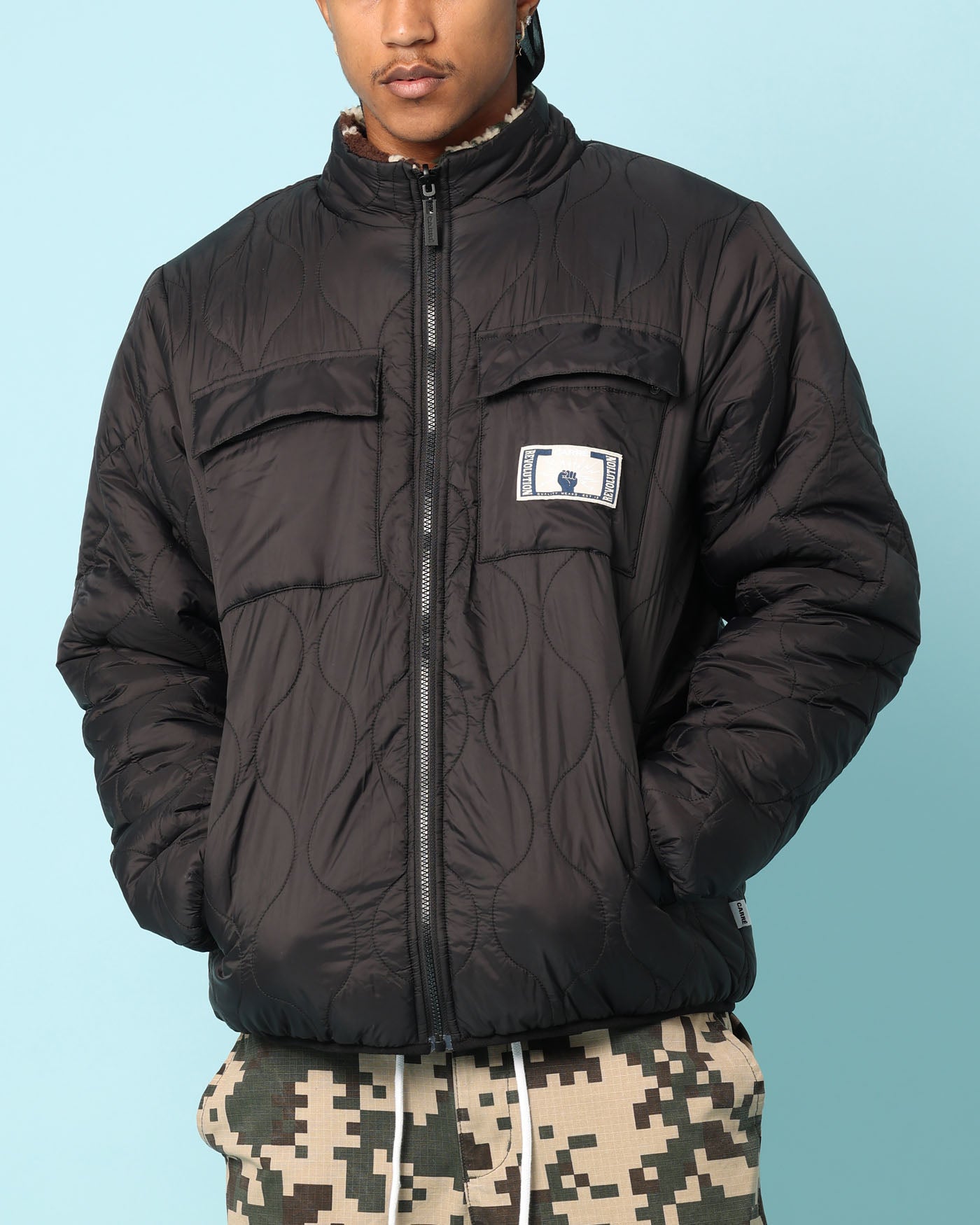 Carré Digi Sherpa Reversible Jacket Black/Camo | Culture Kings US