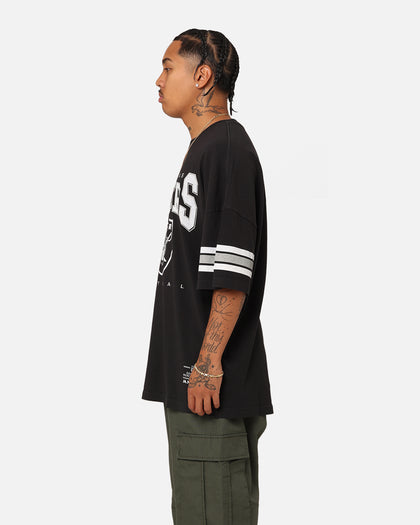 Majestic Athletic Las Vegas Raiders Vintage Sport Striped Sleeve T-Shirt Faded Black