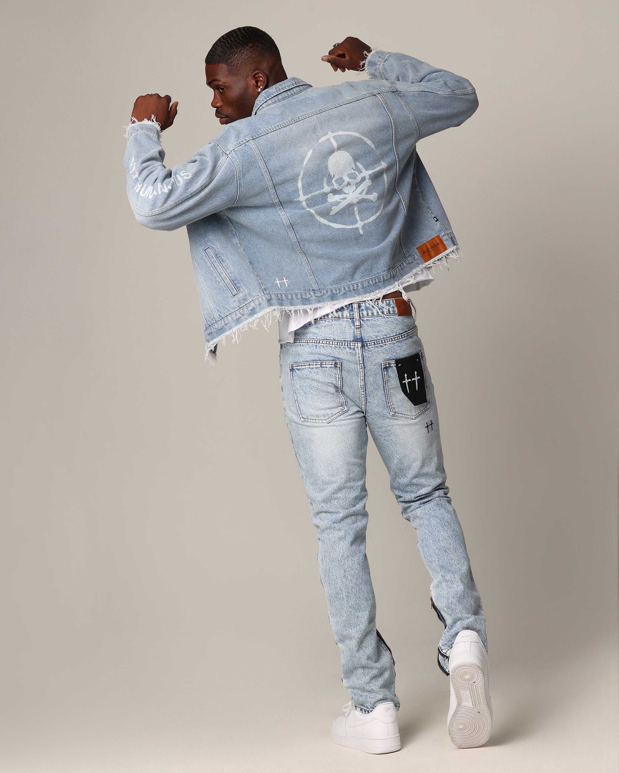 Saint Morta Post Humanous Denim Jacket Blue Wash | Culture Kings US