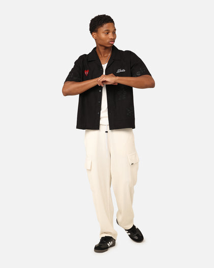 Loiter Oasis Embroidered Button Up Shirt Black
