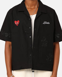 Loiter Oasis Embroidered Button Up Shirt Black