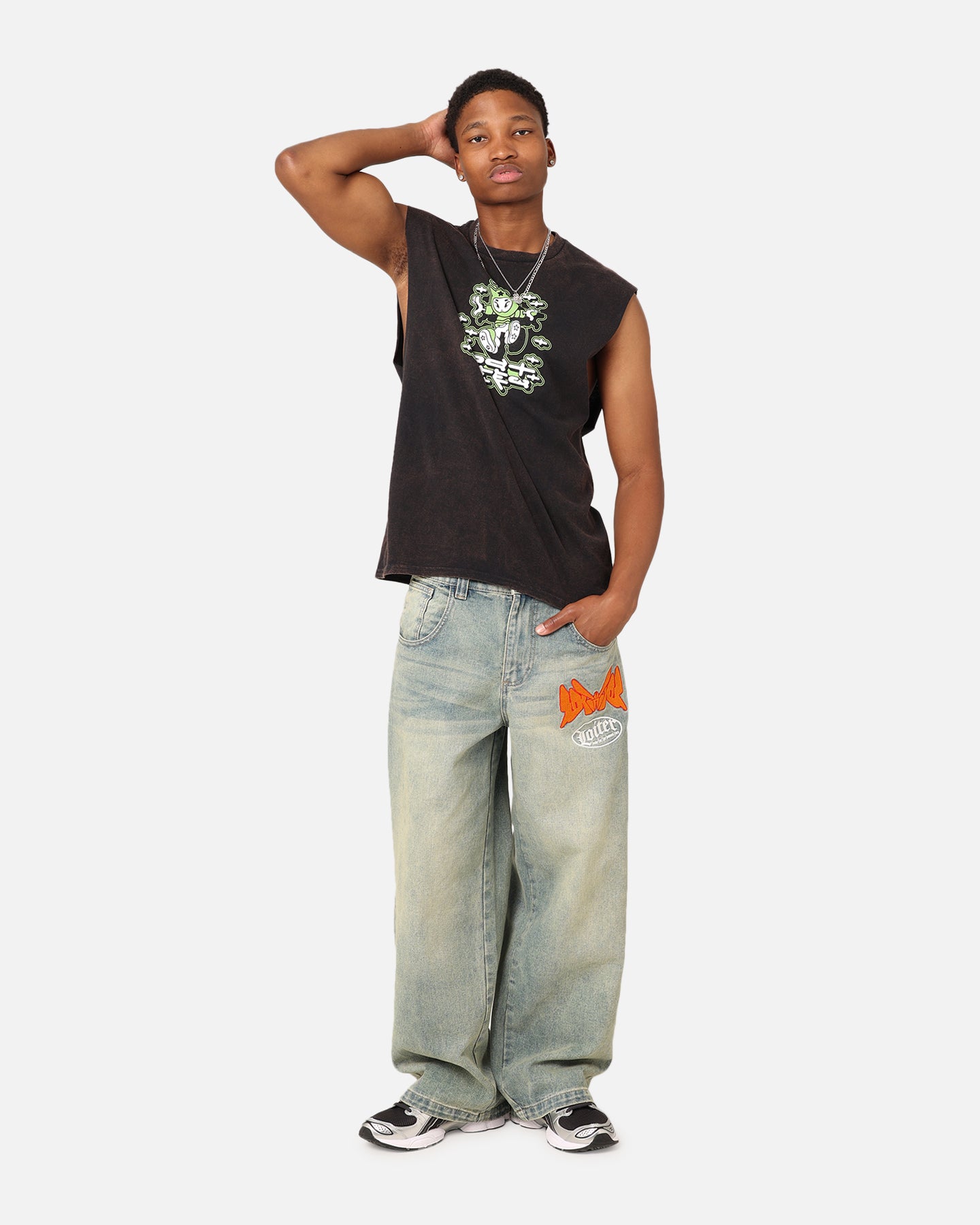 Goat Crew Y2K Ninja Vintage Muscle T-Shirt Black Wash | Culture