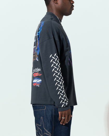 Loiter Repressed Box Long Sleeve T-Shirt Charcoal