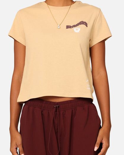 Mitchell & Ness Women's Los Angeles Raiders Wavey Text Shrunken Baby T-Shirt Warm Sand