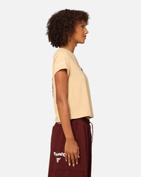 Mitchell & Ness Women's Los Angeles Raiders Wavey Text Shrunken Baby T-Shirt Warm Sand