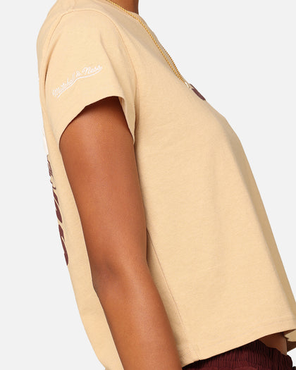 Mitchell & Ness Women's Los Angeles Raiders Wavey Text Shrunken Baby T-Shirt Warm Sand