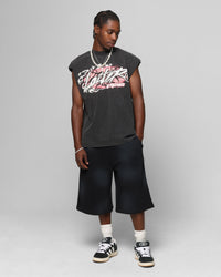Loiter Motor Oversized Muscle T-Shirt Charcoal