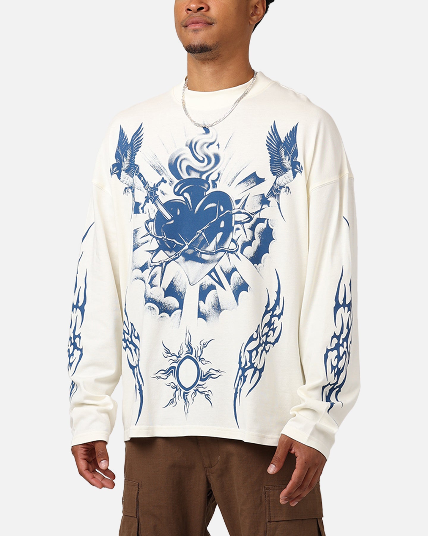 Loiter Hearts Ablaze Long Sleeve T-Shirt Off White | Culture Kings US