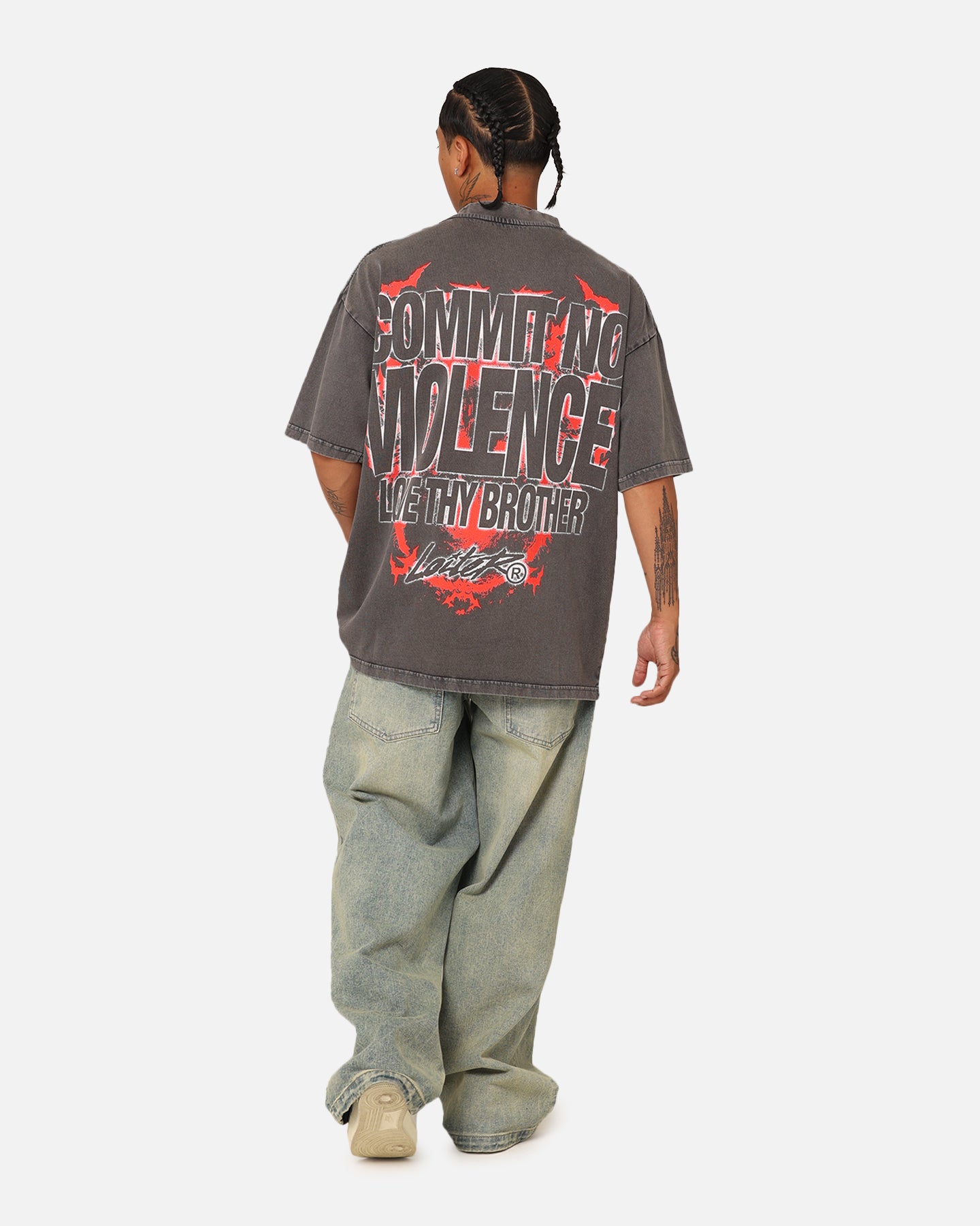 Loiter Dog Tag Oversized T-Shirt Charcoal Grey | Culture Kings US