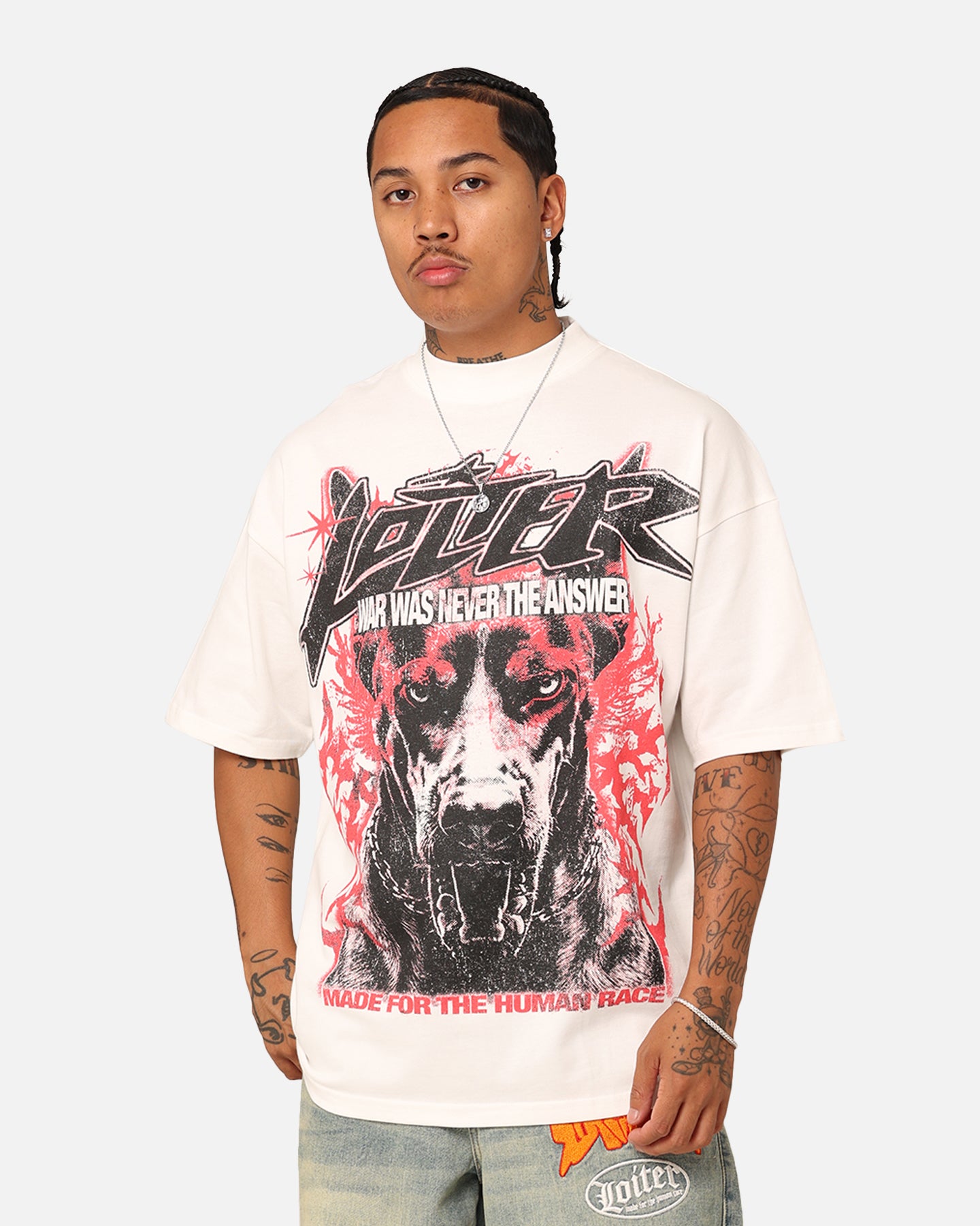Loiter Dog Tag Oversized T-Shirt Off White | Culture Kings US