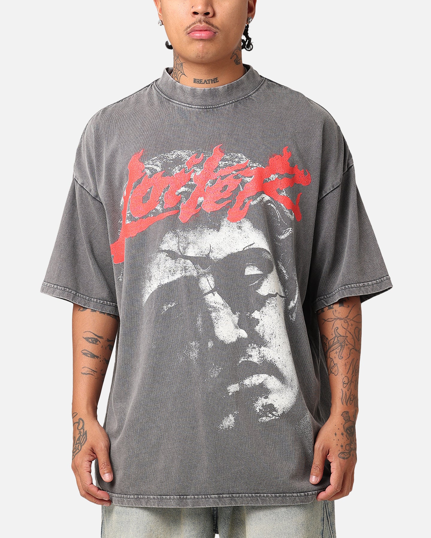 Loiter Search And Destroy Oversized T-Shirt Charcoal Grey