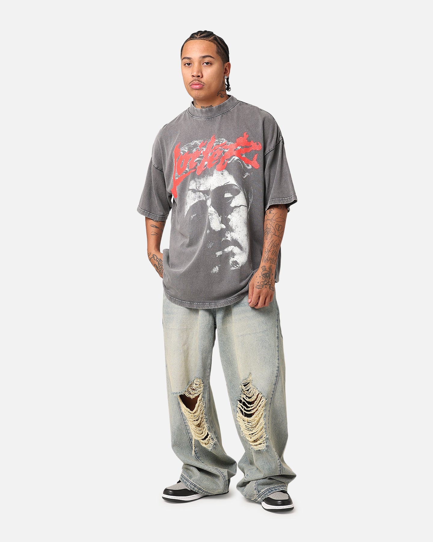 Loiter Search And Destroy Oversized T-Shirt Charcoal Grey