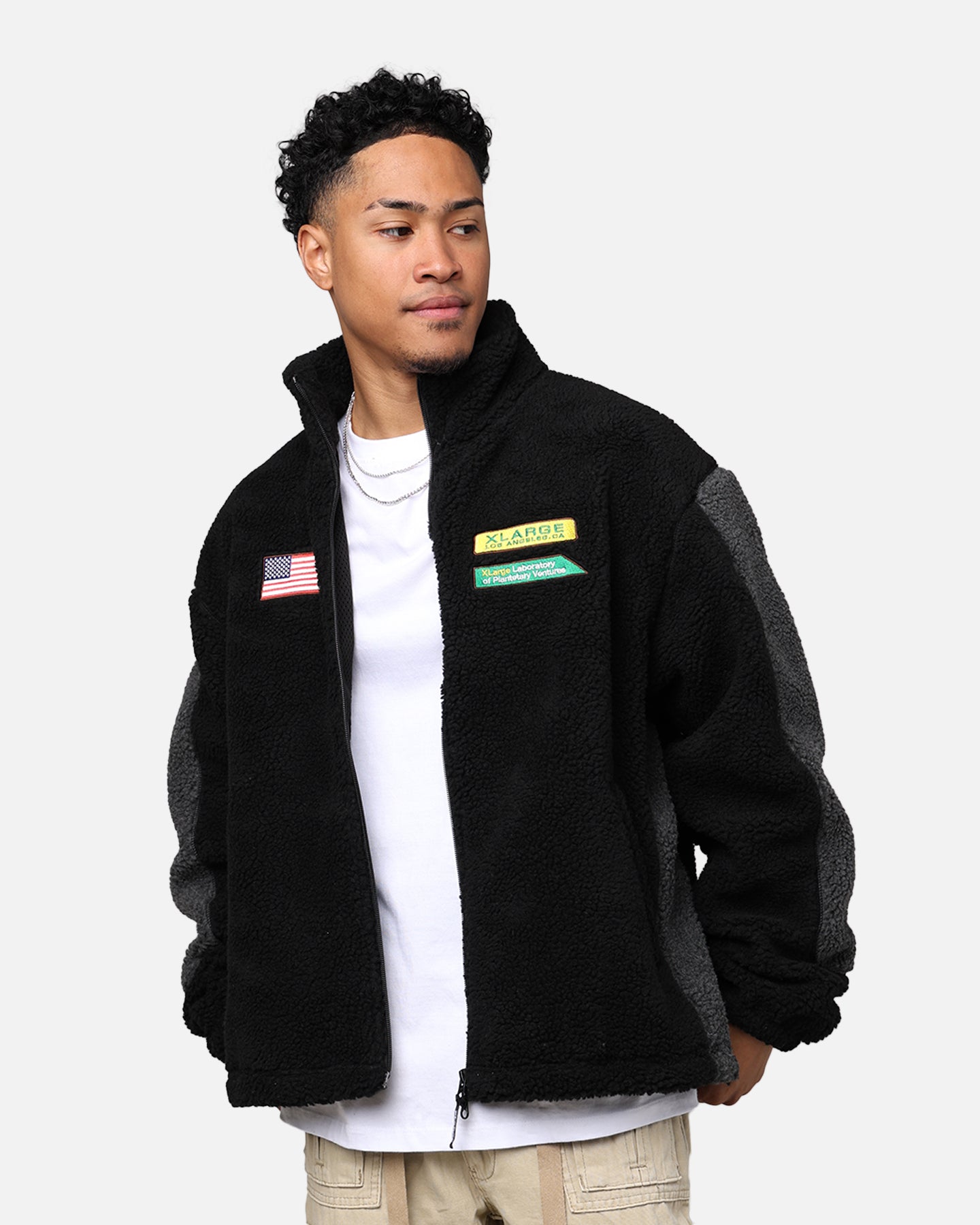 X-Large Panelled Boa Fleece Jacket Black | Culture Kings US