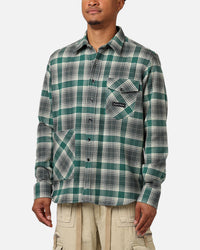 Raised By Wolves Plaid Flannel Shirt Eucalyptus