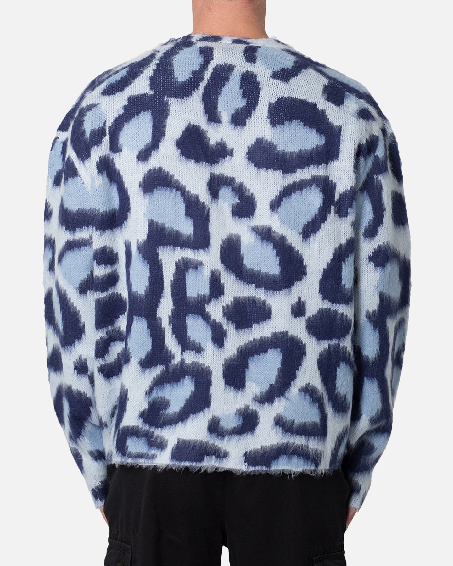 MNML Mohair Leopard Cardigan Sweater Blue | Culture Kings US