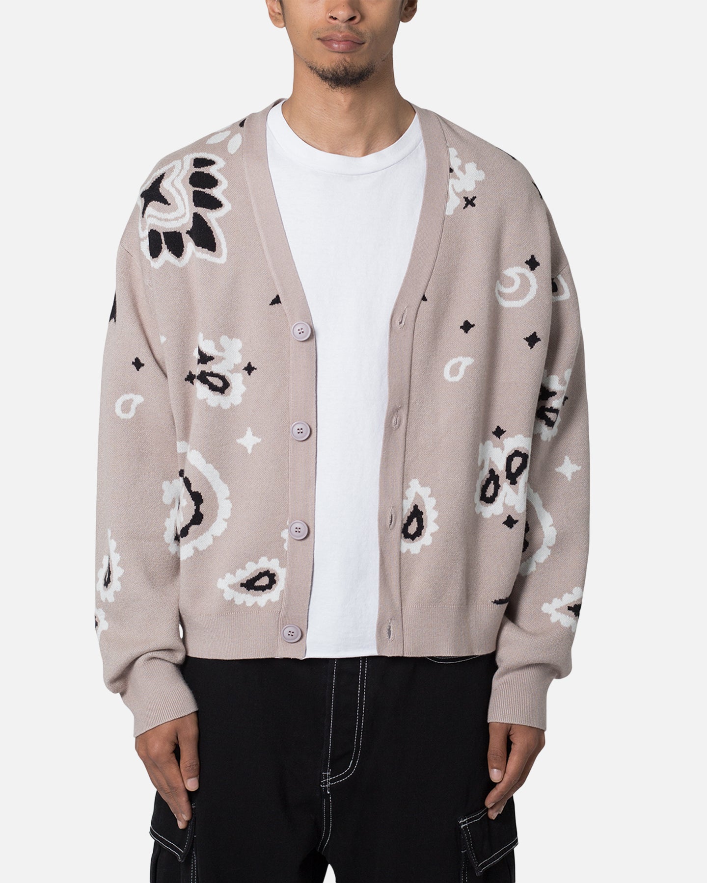 MNML Paisley Cardigan Sweater Taupe | Culture Kings US