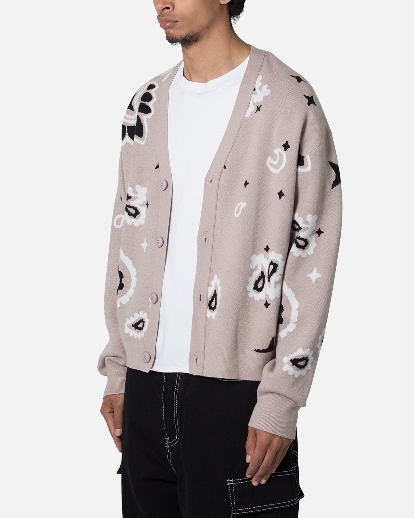 MNML Paisley Cardigan Sweater Taupe | Culture Kings US
