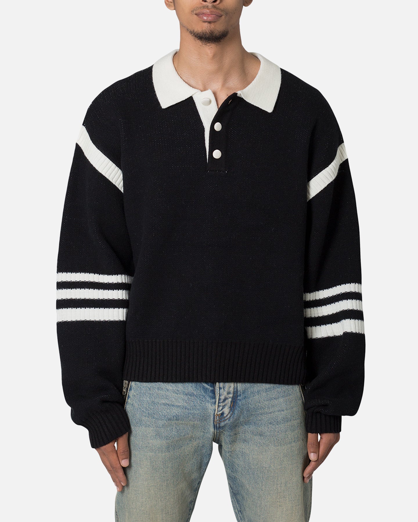 MNML Polo Knit Sweater Black/White | Culture Kings US