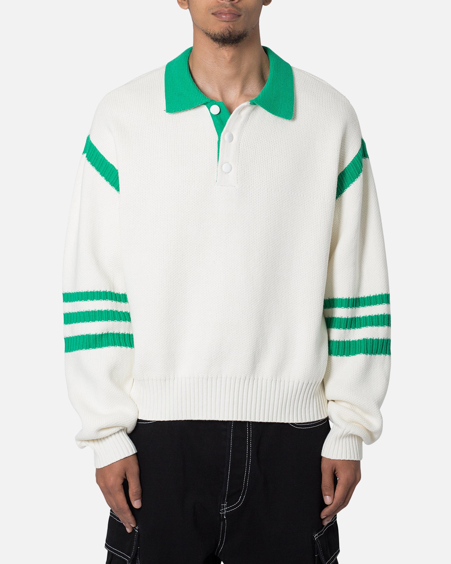 MNML Polo Knit Sweater Green/White | Culture Kings US