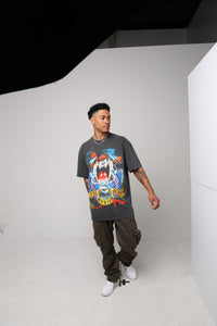 American Thrift X Looney Tunes Taz Motorcycles Heavyweight Vintage T-Shirt Black Wash